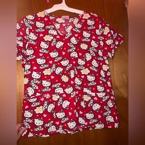 3 SET SCRUB TOPS: Hello Kitty, a coral/peach color & black